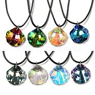 Waxed Cord Necklaces, K9 Glass Pendant Necklaces, Shell Shape, Mixed Color, 17.52 inch(44.5cm)(NJEW-P310-01P)