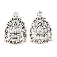 Tibetan Style Alloy Pendants, Cadmium Free & Lead Free, Statue of Buddha, Antique Silver, 35.5x23.5x2.5mm, Hole: 3mm, about 166pcs/1000g(TIBE-P001-58AS)