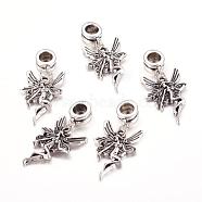 Alloy European Dangle Charms, Angel, Antique Silver, 33mm, Hole: 5mm(X-PALLOY-JF00001-09)