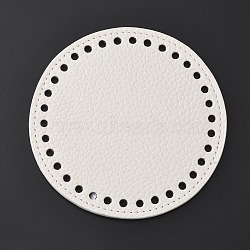 Litchi Grain PU Leather Bag Bottoms, Flat Round, White, 12x0.4cm, Hole: 5mm(FIND-WH0061-30B)