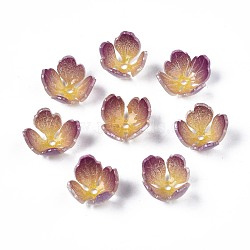 Plastic Beads, Flower, Old Rose, 12~13.5x12~13x8mm, Hole: 1.2mm(KY-N015-049B)