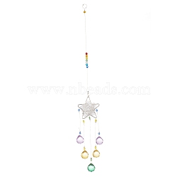 Star Iron Colorful Chandelier Decor Hanging Prism Ornaments, with  Faceted Glass Prism, for Home Window Lighting Decoration, Platinum, 440mm(HJEW-P012-03P)