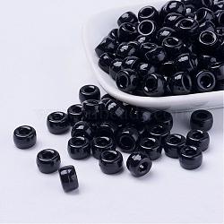 Opaque Acrylic European Beads, Barrel, Black, 9x6mm, Hole: 4mm, about 1900pcs/500g(PL338-45)