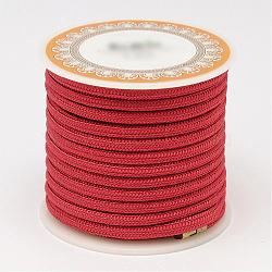Polyester Threads Cords, FireBrick, 4mm, about 5.46 yards(5m)/roll(OCOR-D004-25)
