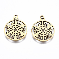201 Stainless Steel Pendants, Laser Cut, Christmas Snowflake, Golden, 19x15.5x1mm, Hole: 1.4mm(STAS-Q240-020G)
