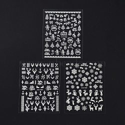 Luminous Nail Art Stickers Decals, DIY Nail Art Decoration, Christmas Themed Mixed Pattern, White, 105.5x80x0.1mm(MRMJ-WH0018-98)