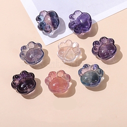 Natural Fluorite Carved Beads, Paw Print, 13.5x13.5x9mm(PW-WG1ACAE-10)