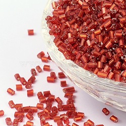 11/0 Two Cut Glass Seed Beads, Hexagon, Silver Lined Round Hole, Red, Size: about 2.2mm in diameter, about 37500pcs/Pound(CSDB25)