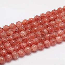 Natural Sunstone Beads Strands, Round, Salmon, 7mm, Hole: 0.8mm, about 59pcs/strand(G-F306-12-7mm)