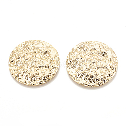 Brass Pendants, Flat Round, Bumpy, Nickel Free, Real 18K Gold Plated, 40x3mm, Hole: 1mm(X-KK-N190-02)