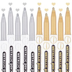 Metallic Markers Paints Pens, Graffiti Highlighter Signature Pen, Mixed Color, 141x16.5x12mm, 2 colors, 5pcs/color, 10pcs/set(AJEW-CP0004-01)