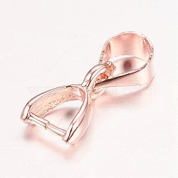 Real Rose Gold Plated Brass Pendant Pinch Bails, Nickel Free, Rack Plating, 9x5x3mm, Hole: 4x5mm(KK-E702-04RG-NF)