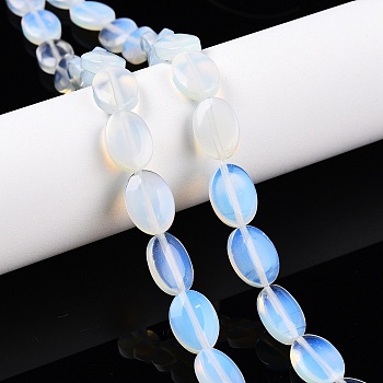 Opalite Beads Strands, Flat Oval, 14x10x5.5mm, Hole: 1.2mm, about 28pcs/strand, 15.55''(39.5cm)