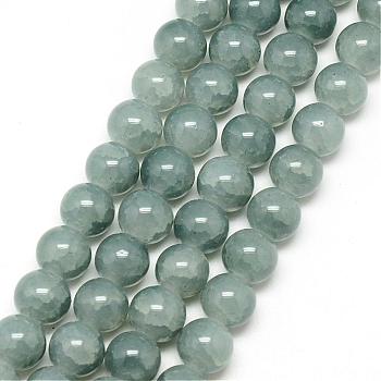 Baking Painted Crackle Glass Bead Strands, Round, Light Steel Blue, 8mm, Hole: 1.3~1.6mm, about 100pcs/strand, 31.4 inch