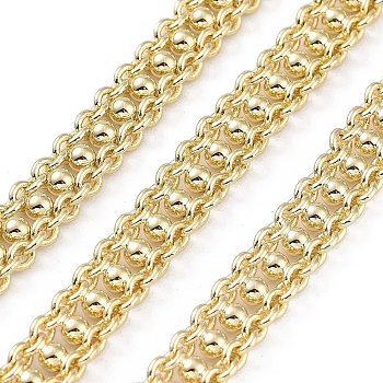 Rack Plating Brass Cable Chains, Long-Lasting Plated, Soldered, with Spool, Lead Free & Cadmium Free, Round, Real 18K Gold Plated, 7x3mm