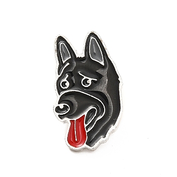 Dog Enamel Pin with Brass Butterfly Clutches, Alloy Badge for Backpack Clothing, Wolfdog, 25x14x10mm, Pin: 1.1mm