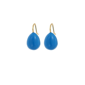 304 Stainless Steel Enamel Teardrop Dangle Earrings for Women, Golden, Cornflower Blue, 20.5x10.5mm