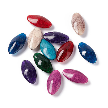 Crackle Opaque Acrylic Beads, Imitation Turquoise, Oval, Mixed Color, 39x20.5x12.5~13mm, Hole: 2mm, about 106pcs/500g
