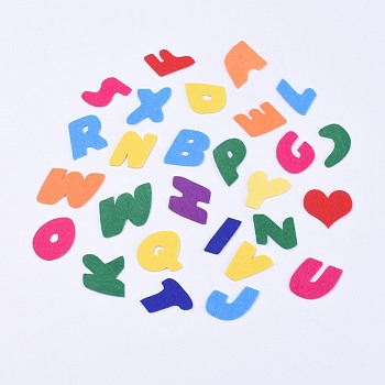 Self-adhesive Felt Fabric Cartoon Stickers, Including Letter A~Z and Heart, DIY Crafts, Mixed Color, 27~28x10.5~41x1mm, 27pcs/set