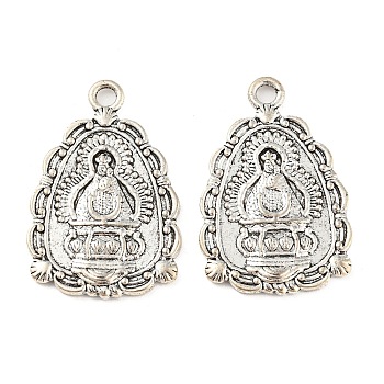 Tibetan Style Alloy Pendants, Cadmium Free & Lead Free, Statue of Buddha, Antique Silver, 35.5x23.5x2.5mm, Hole: 3mm, about 166pcs/1000g