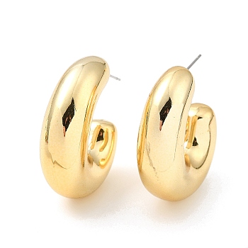 Donut Acrylic Stud Earrings, Half Hoop Earrings with 316 Surgical Stainless Steel Pins, Golden Plated, 33x11mm