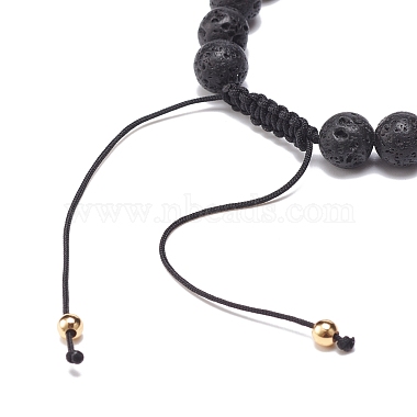 Natural Lava Rock & Acrylic Braided Bead Bracelet(BJEW-JB08554-04)-5