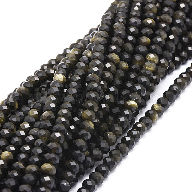 Rondelle Golden Sheen Obsidian Beads