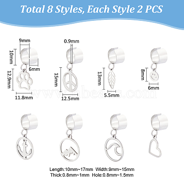 8 Pairs 8 Styles 304 Stainless Steel Cuff Earings(EJEW-UN00005)-3