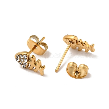 Rhinestone Fishbone Stud Earrings with 316 Surgical Stainless Steel Pins(EJEW-A081-13G)-3