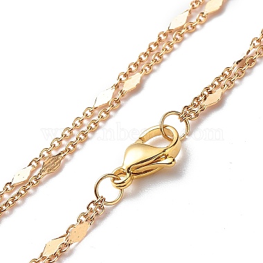 Brass Link Chain Double Layer Necklaces(NJEW-JN03993)-4