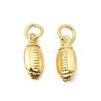 Sports Brass Charms, Golden, Rugby Charms, 13x5.5x4mm, Jump Ring: 5x1mm, 3mm Inner Diameter(KK-A289-04A-G)