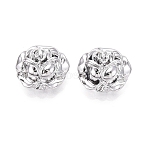 UV Plating Acrylic Beads, Rose Flower, Silver Plated, 18x20x11mm, Hole: 2mm(OACR-N160-24A)