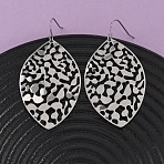 304 Stainless Steel Dangle Earrings, Leaf, Stainless Steel Color, 59.5x31.5mm(EJEW-F393-22P)
