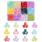 216Pcs 12 Colors Transparent Glass Beads, Coffee Bean, Baking Paint, Mixed Color, 11x8.5x6.5mm, Hole: 1mm, 18pcs/color(DGLA-CJ0001-04)