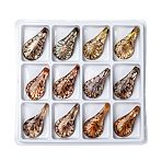Handmade Gold Sand Lampwork Big Pendants, teardrop, Mixed Color, 59x34x15mm, Hole: 7mm, 12pcs/box(LAMP-S087-B)