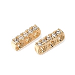 Brass Micro Pave Clear Cubic Zirconia Multi-Strands Links, Rectangle, Real 18K Gold Plated, 9.5x4x2mm, Hole: 1.2mm(KK-N290-19G)