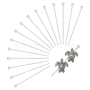 304 Stainless Steel Eye Pins, for Jewelry Making, Stainless Steel Color, 21 Gauge, 50mm, Hole: 2mm, Pin: 0.7mm(STAS-YW0001-86)