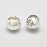 Rack Plating and Vacuum Plating Brass Round Spacer Beads, Silver Color Plated, 4mm, Hole: 1.5mm(KK-I601-4mm-S-RS)