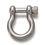 Adjustable 304 Stainless Steel Screw Pin Shackle, Survival Bracelet Clasps, D-Ring, Stainless Steel Color, 25x21x7mm, Inner Diameter: 15.5x12mm(STAS-L254-003P)