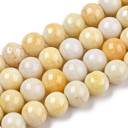 Opaque Crackle Glass Round Beads Strands, Imitation Stones, Round, Light Khaki, 8~9mm, Hole: 1.5mm, about 104~106pcs/strand, 30.31~31.10 inch(77~79cm)(X1-GLAA-T031-01F)