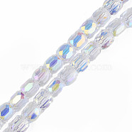 Electroplate Transparent Glass Beads Strands, AB Color Plated, Faceted, Column, Clear AB, 8x8mm, Hole: 1.2mm, about 79~80pcs/strand, 25.59 inch~27.17 inch(65~69cm)(EGLA-N002-32-C03)