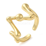 Brass Open Cuff Rings for Women, Real 18K Gold Plated, 15mm, Adjustable(RJEW-Z070-07G-03)