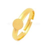 Brass Pad Ring Bases, Lead Free and Cadmium Free, Adjustable, Golden, Size: Ring: about 17mm in inner diameter, Tray: about 6mm in diameter(X-EC161-G)