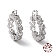 Rhodium Plated 925 Sterling Silver Micro Pave Cubic Zirconia Twister Clasps, Ring, Real Platinum Plated, 12x2.5x10mm, Hole: 1mm, Inner Diameter: 6.7mm(STER-K176-16P)
