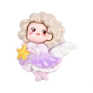 Opaque Resin Cabochons, Angel with Star, Lilac, 29x24.5x8mm(CRES-Z013-02B)