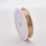 Round Copper Jewelry Wire, Long-Lasting Plated, Light Gold, 26 Gauge, 0.4mm, about 32.8 Feet(10m)/roll(X-CWIR-Q006-0.4mm-KC)