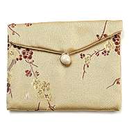Chinese Style Floral Cloth Jewelry Storage Pouches, with Plastic Button, Rectangle Jewelry Gift Case for Bracelets, Earrings, Rings, Random Pattern, Pale Goldenrod, 8x10x0.3~0.7cm(AJEW-D065-01B-02)