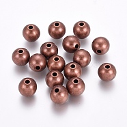 CCB Plastic Beads, Nickel Free, Round, Red Copper, 10x9mm, Hole: 2~2.5mm(CCB-G006-180R-NF)