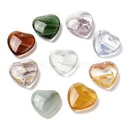 Glass Pendants, Imitation Gemstone, Heart Charms, Mixed Color, 20~21x20.5~21x6.5~7.5mm, Hole: 1.6mm(GLAA-B012-33A)