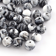 Opaque Acrylic Beads, Round, Black, 8mm, Hole: 1.5mm, about 1800pcs/500g(SACR-R853-8mm-204)